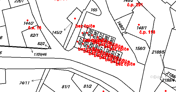 Skalná 49053582 na parcele st. 629 v KÚ Skalná, Katastrální mapa