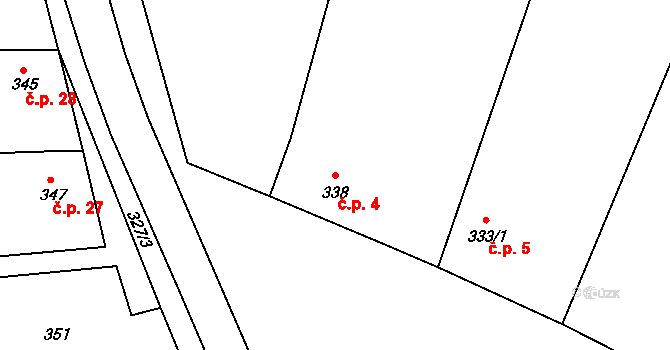 Nemilkov 4, Lišnice na parcele st. 338 v KÚ Lišnice, Katastrální mapa