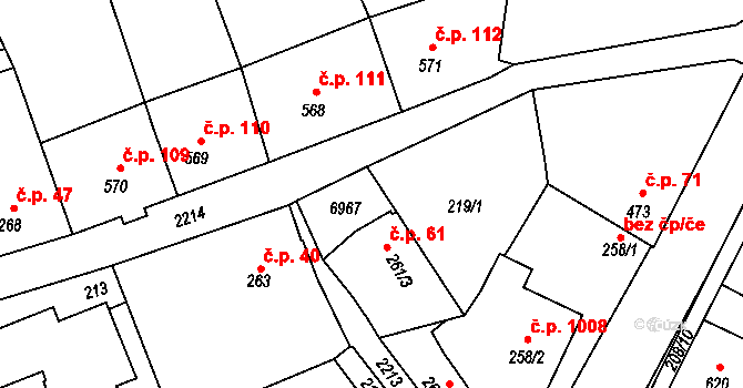 Beroun-Závodí 61, Beroun na parcele st. 261/1 v KÚ Beroun, Katastrální mapa