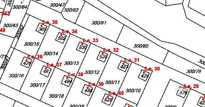Hrádek 32 na parcele st. 528 v KÚ Hrádek u Rokycan, Katastrální mapa