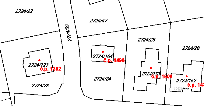 Kylešovice 1496, Opava na parcele st. 2724/164 v KÚ Kylešovice, Katastrální mapa