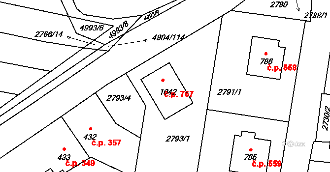 Černovice 767 na parcele st. 1042 v KÚ Černovice u Tábora, Katastrální mapa