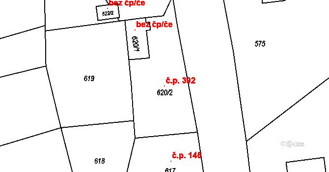 Komárov 392, Opava na parcele st. 620/2 v KÚ Komárov u Opavy, Katastrální mapa