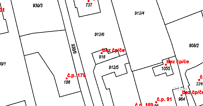 Vráž 102700583 na parcele st. 918 v KÚ Vráž u Berouna, Katastrální mapa