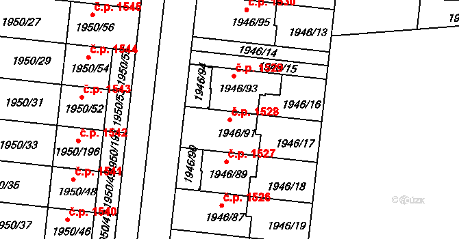 Holešov 1528 na parcele st. 1946/91 v KÚ Holešov, Katastrální mapa