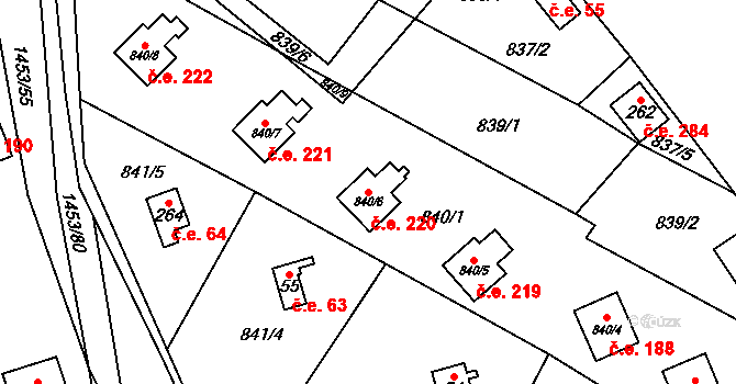 Oslnovice 220 na parcele st. 840/6 v KÚ Oslnovice, Katastrální mapa