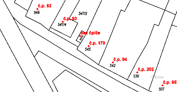 Štítary 179 na parcele st. 545 v KÚ Štítary na Moravě, Katastrální mapa