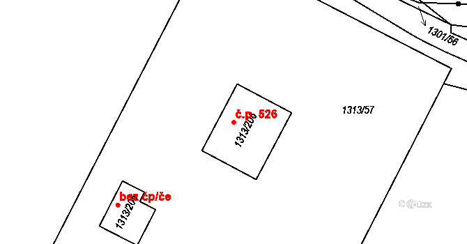 Bukovice 526, Jeseník na parcele st. 1313/206 v KÚ Bukovice u Jeseníka, Katastrální mapa
