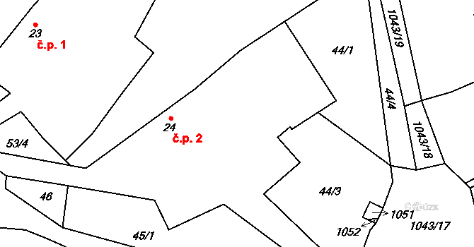 Dražetice 2, Borotice na parcele st. 24 v KÚ Dražetice II, Katastrální mapa