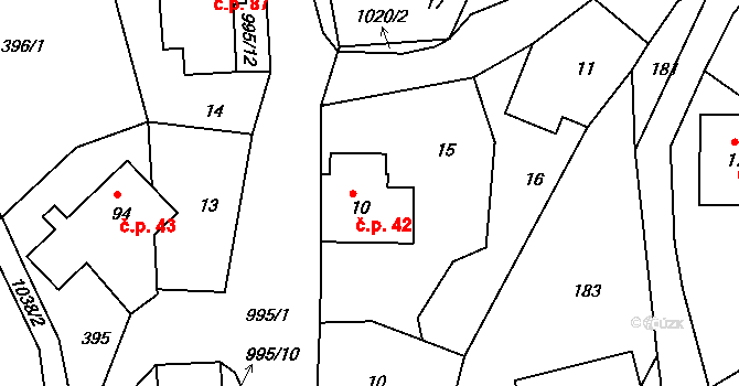 Petrovice 42, Jablonné v Podještědí na parcele st. 10 v KÚ Petrovice v Lužických horách, Katastrální mapa