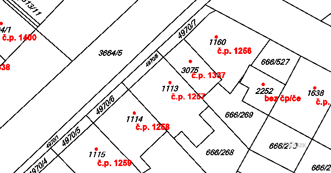 Veselí nad Moravou 1257 na parcele st. 1113 v KÚ Veselí-Předměstí, Katastrální mapa