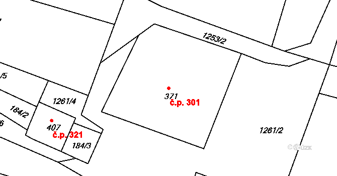 Václavice 301, Hrádek nad Nisou na parcele st. 371 v KÚ Václavice u Hrádku nad Nisou, Katastrální mapa