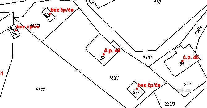 Kamenec u Poličky 46 na parcele st. 52 v KÚ Kamenec u Poličky, Katastrální mapa