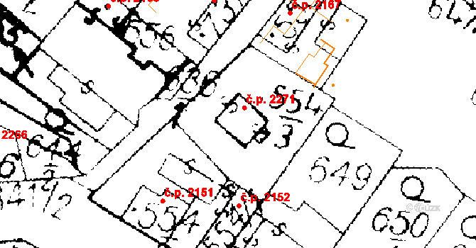 Podlusky 2271, Roudnice nad Labem na parcele st. 554/3 v KÚ Podlusky, Katastrální mapa