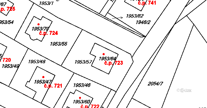 Semily 723 na parcele st. 1953/64 v KÚ Semily, Katastrální mapa