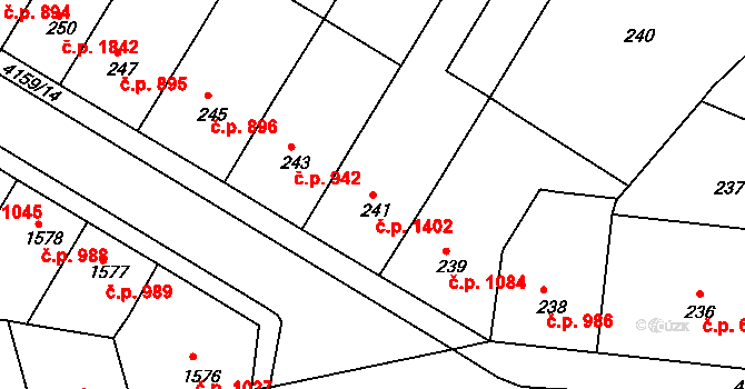 Roudnice nad Labem 1402 na parcele st. 241 v KÚ Roudnice nad Labem, Katastrální mapa