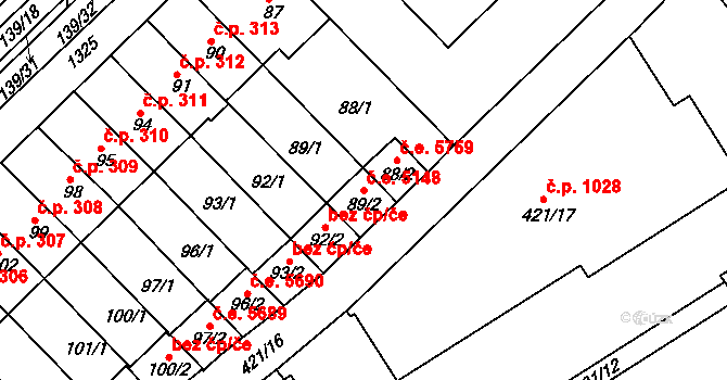 Bukov 5148, Ústí nad Labem na parcele st. 89/2 v KÚ Bukov, Katastrální mapa