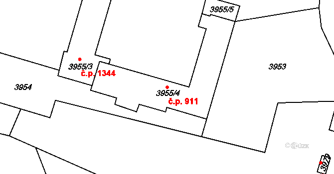 Smržovka 911 na parcele st. 3955/4 v KÚ Smržovka, Katastrální mapa