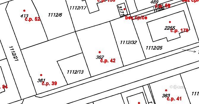 Hamrníky 42, Mariánské Lázně na parcele st. 362 v KÚ Úšovice, Katastrální mapa