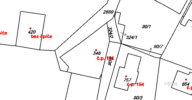 Černilov 191 na parcele st. 346 v KÚ Černilov, Katastrální mapa
