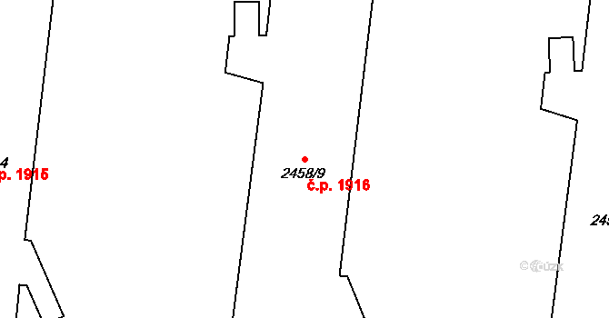 Břevnov 1916, Praha na parcele st. 2458/9 v KÚ Břevnov, Katastrální mapa