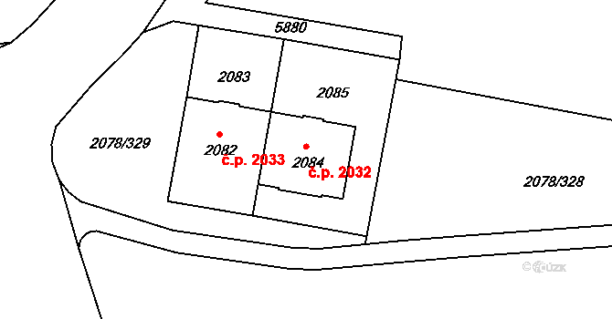 Záběhlice 2032, Praha na parcele st. 2084 v KÚ Záběhlice, Katastrální mapa