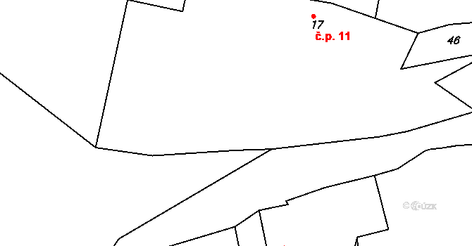 Týnčany 11, Petrovice na parcele st. 17 v KÚ Týnčany, Katastrální mapa