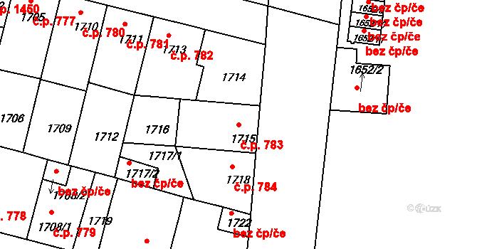 České Budějovice 6 783, České Budějovice na parcele st. 1715 v KÚ České Budějovice 6, Katastrální mapa