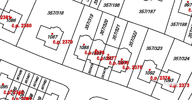 Hostivice 2377 na parcele st. 1089 v KÚ Litovice, Katastrální mapa