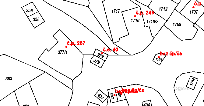 Šitbořice 40 na parcele st. 378 v KÚ Šitbořice, Katastrální mapa