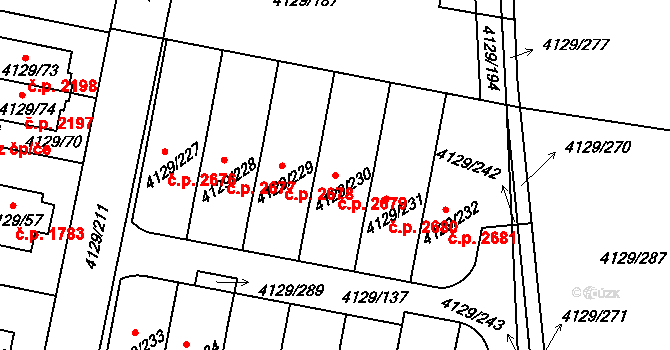 Horní Počernice 2679, Praha na parcele st. 4129/230 v KÚ Horní Počernice, Katastrální mapa