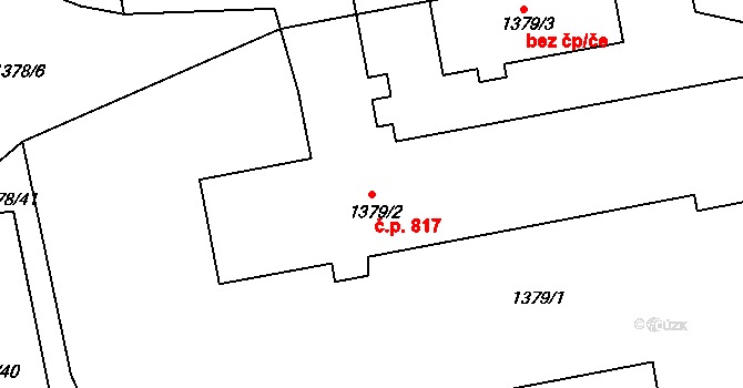 Jemnice 817 na parcele st. 1379/2 v KÚ Jemnice, Katastrální mapa