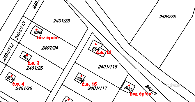 Lačnov 14, Svitavy na parcele st. 604 v KÚ Moravský Lačnov, Katastrální mapa