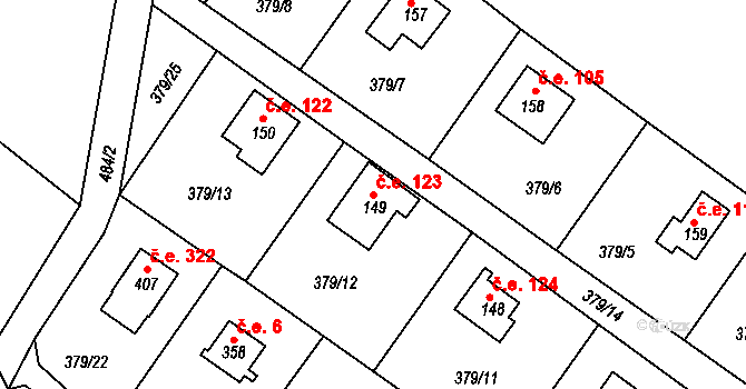 Ústupky 123, Seč na parcele st. 149 v KÚ Proseč u Seče, Katastrální mapa
