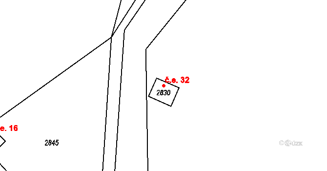 Janovice 32, Velká Bíteš na parcele st. 2830 v KÚ Velká Bíteš, Katastrální mapa