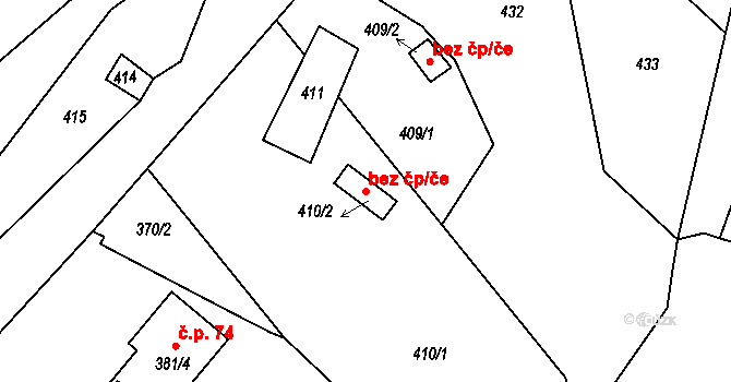 Ryjice 38815583 na parcele st. 410/2 v KÚ Ryjice, Katastrální mapa