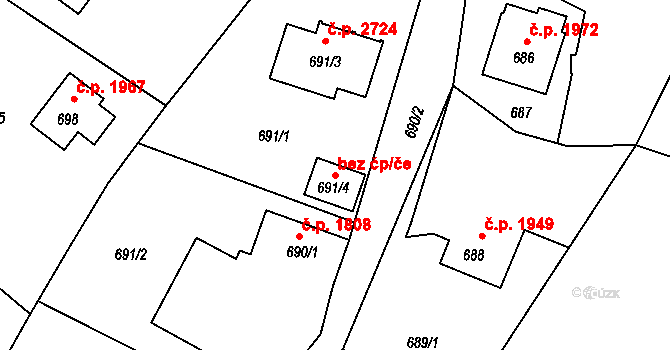 Rožnov pod Radhoštěm 42685583 na parcele st. 691/4 v KÚ Tylovice, Katastrální mapa