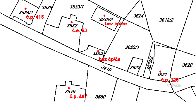 Smržovka 43391583 na parcele st. 3533/3 v KÚ Smržovka, Katastrální mapa