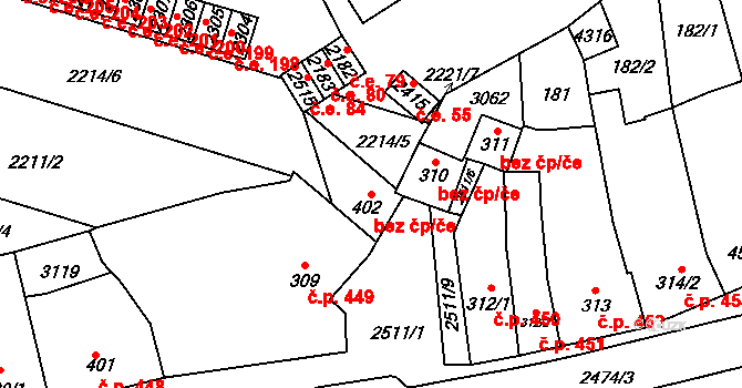 Kyjov 44583583 na parcele st. 402 v KÚ Kyjov, Katastrální mapa