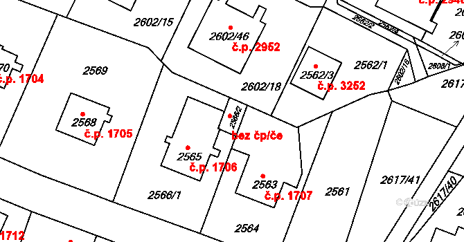 Teplice 45115583 na parcele st. 2566/2 v KÚ Teplice, Katastrální mapa