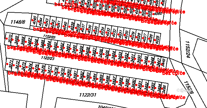 Rožnov pod Radhoštěm 45671583 na parcele st. 3455 v KÚ Rožnov pod Radhoštěm, Katastrální mapa