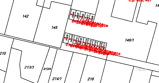 Říčany 46041583 na parcele st. 146/12 v KÚ Říčany u Brna, Katastrální mapa