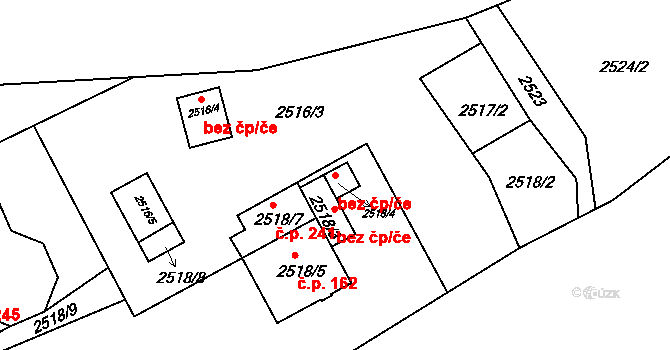 Černovice 47841583 na parcele st. 2518/4 v KÚ Černovice u Chomutova, Katastrální mapa