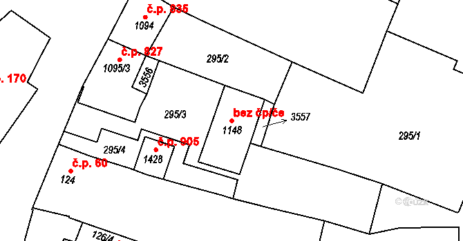 Tlumačov 47858583 na parcele st. 1148 v KÚ Tlumačov na Moravě, Katastrální mapa