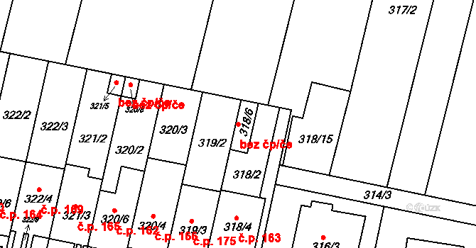 Brno 49264583 na parcele st. 318/6 v KÚ Přízřenice, Katastrální mapa