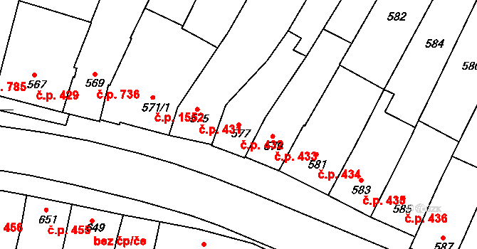 Kunovice 432 na parcele st. 577 v KÚ Kunovice u Uherského Hradiště, Katastrální mapa