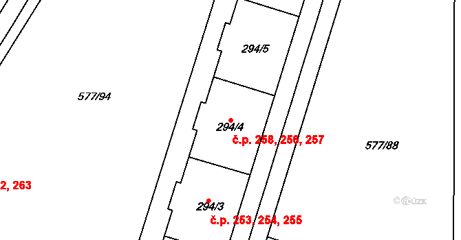 Janov 256,257,258, Litvínov na parcele st. 294/6 v KÚ Janov u Litvínova, Katastrální mapa