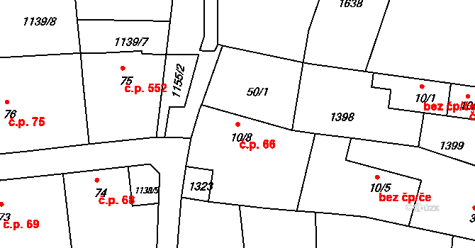 Kaznějov 66 na parcele st. 10/8 v KÚ Kaznějov, Katastrální mapa