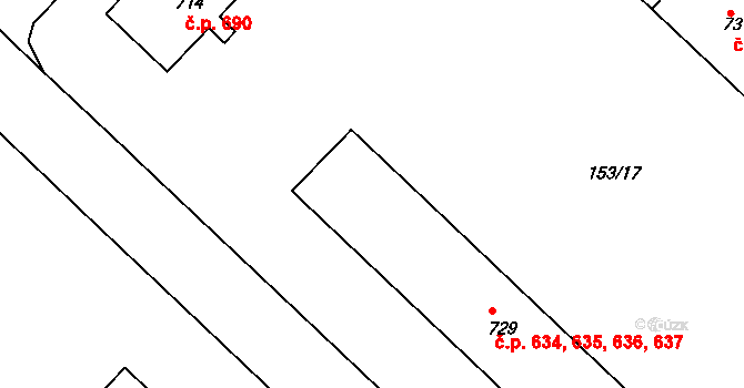 Lobeček 634,635,636,637, Kralupy nad Vltavou na parcele st. 729 v KÚ Lobeček, Katastrální mapa
