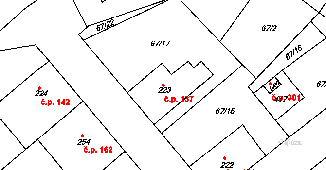 Malá Skalice 137, Česká Skalice na parcele st. 223 v KÚ Malá Skalice, Katastrální mapa